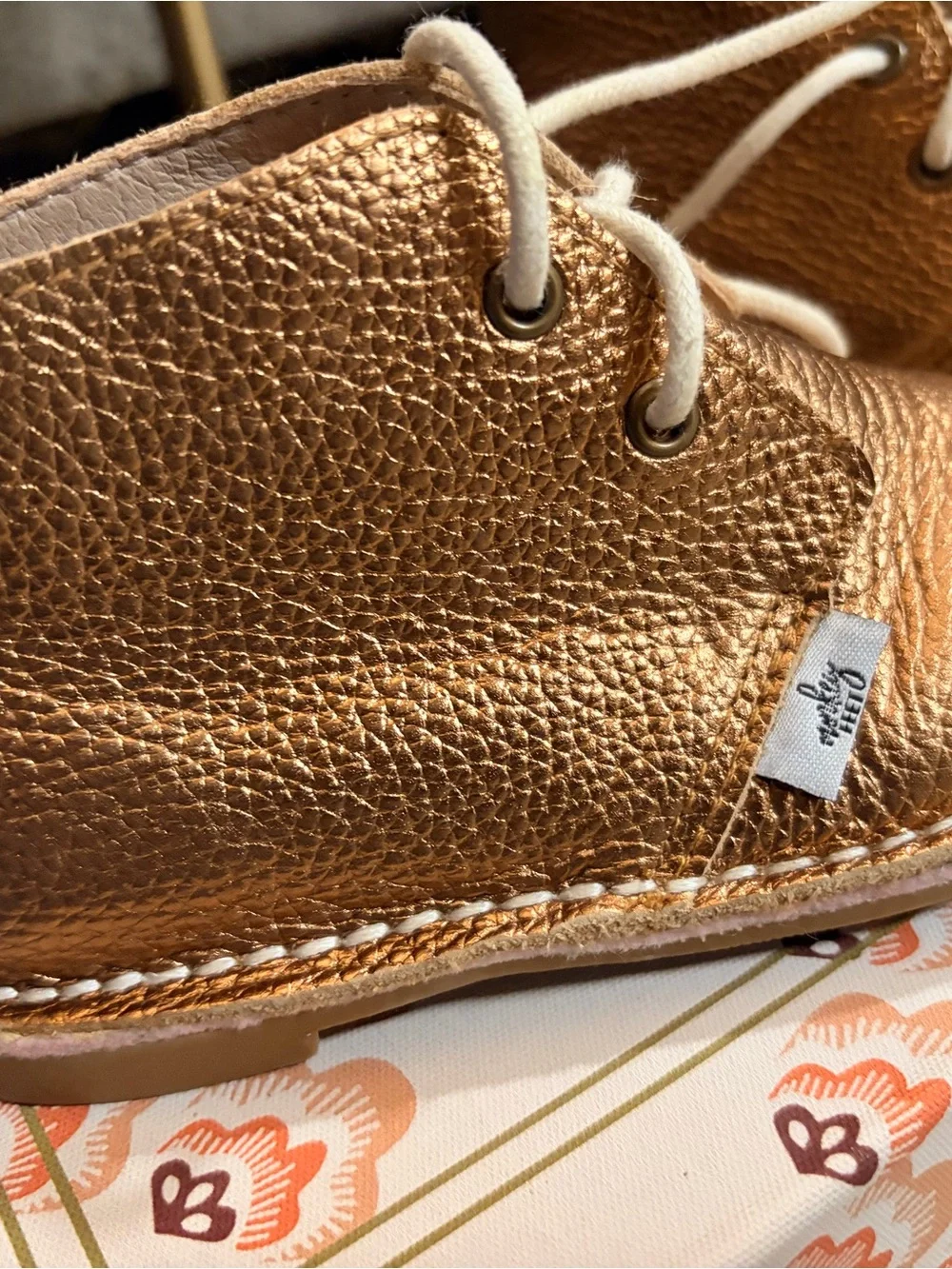 Metallic Bronze Kids Lace-Up Booties